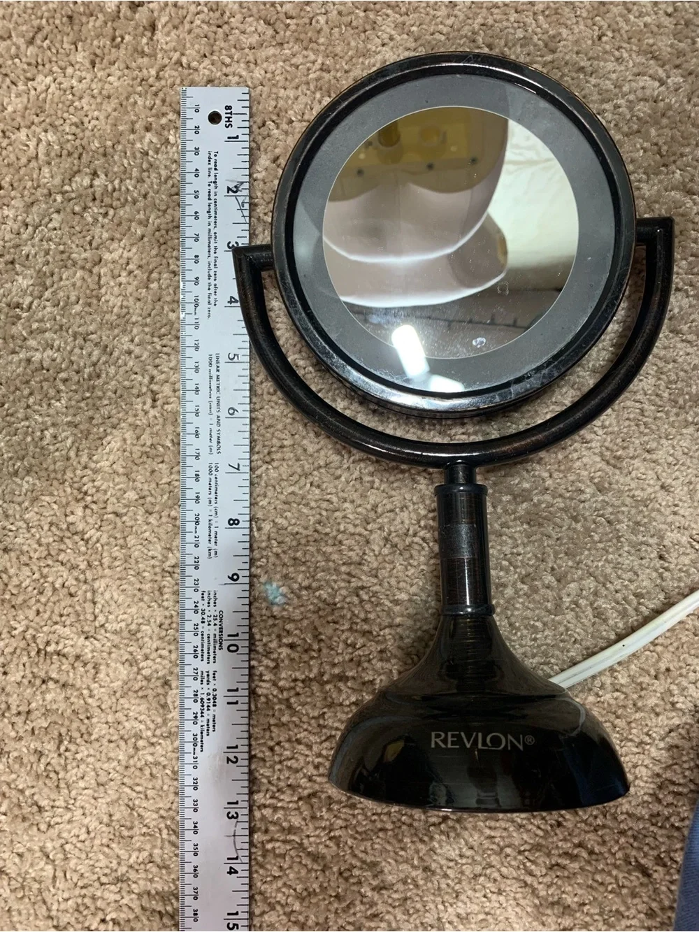 Revlon Black LED Ring Makeup Mirror with Warm Light